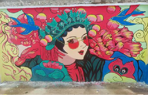 天台墙体彩绘-网红墙