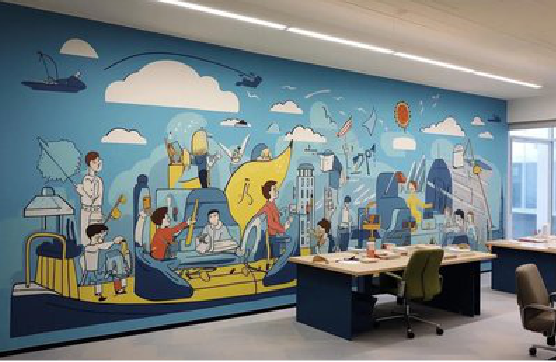 天台办公室墙绘的特点。