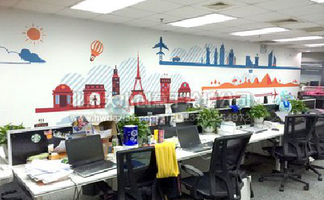 天台教你设计办公室墙绘的方法。