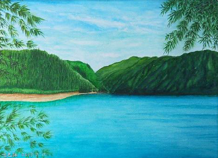 天台在墙绘中，如何绘画绿水青山？